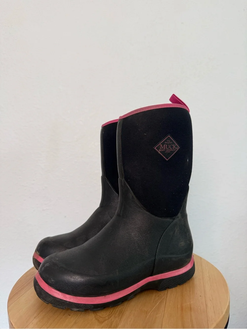 The Original Muck Boot Co. Kids' Black and Pink Waterproof Boots Element Rubber